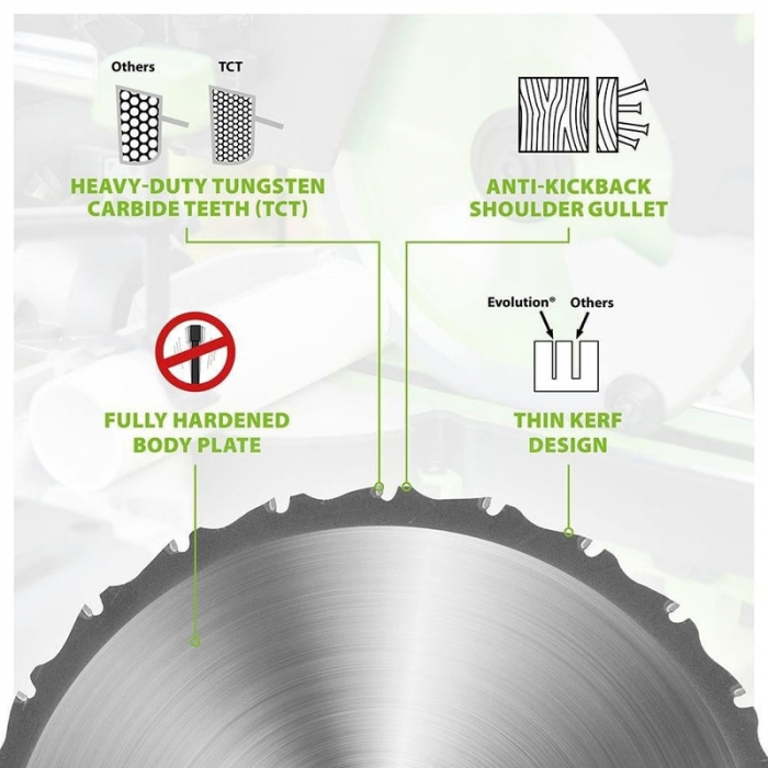 Disc pentru fierastrau circular, taiere multifunctionala Evolution FURYBLADE255MULTI-3185, Ø255 x 25.4 mm, 24 dinti [4]