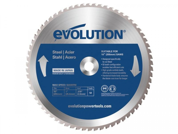 Disc pentru fierastrau circular, taiere otel Evolution EVOM255TCT-52CS-1396, O255 x 25.4 mm, 52 dinti casaidea.ro
