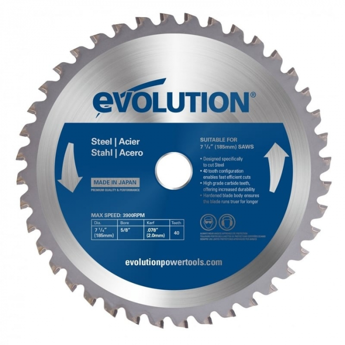 Disc pentru fierastrau circular, taiere otel Evolution EVOM185TCT-40CS-7157, O185 x 20 mm, 40 dinti casaidea.ro