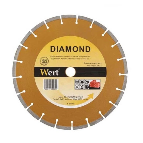 Disc diamantat, taiere marmura, granit, faianta Wert W2711-350, O350x22.2 mm casaidea.ro