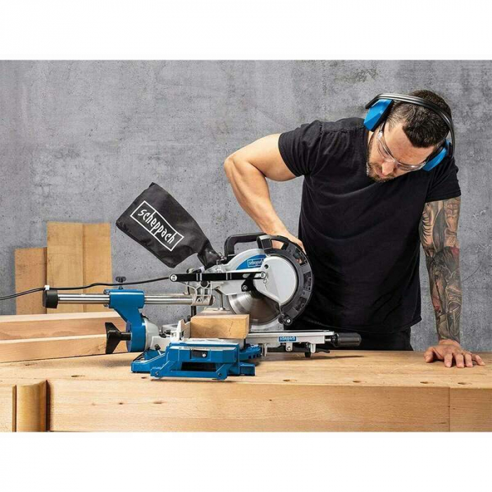 Fierastrau circular de masa culisant cu laser HM216 Scheppach 5901215903, 2000 W, Ø216 mm [5]