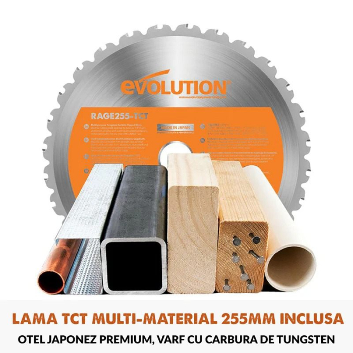 Fierastrau circular de masa multifunctional cu acumulatori, inclinare in ambele sensuri R255SMS-DB Li Evolution 100-0001B, 18 V, Ø255 mm [17]