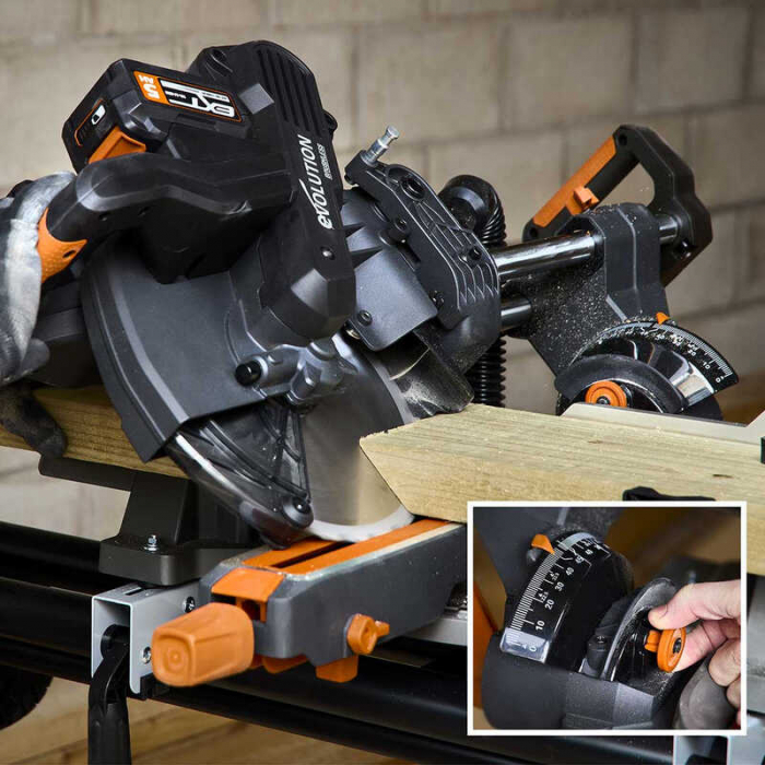 Fierastrau circular de masa multifunctional cu acumulatori, inclinare in ambele sensuri R255SMS-DB Li Evolution 100-0001B, 18 V, Ø255 mm [7]