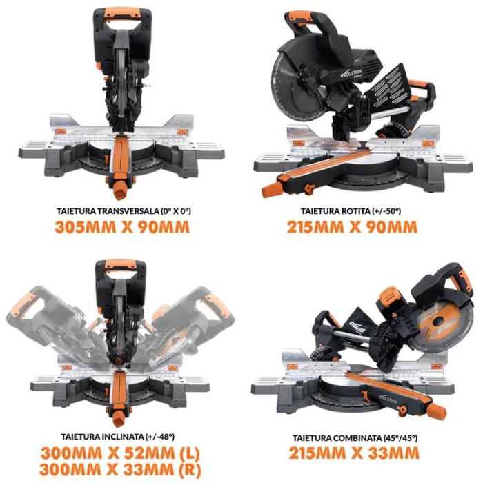 Fierastrau circular de masa multifunctional cu acumulatori, inclinare in ambele sensuri R255SMS-DB Li Evolution 100-0001B, 18 V, Ø255 mm [16]
