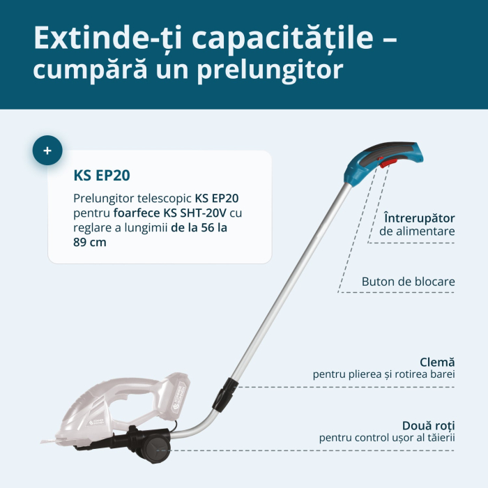 Foarfecă 2 în 1 pentru iarbã si gard viu cu acumulator KS SHT-20V [10]