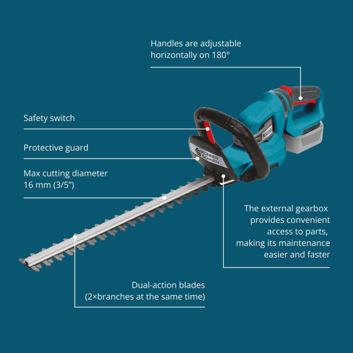 Foarfecă electrică pentru tuns gard viu cu acumulator KS HT-20V [10]