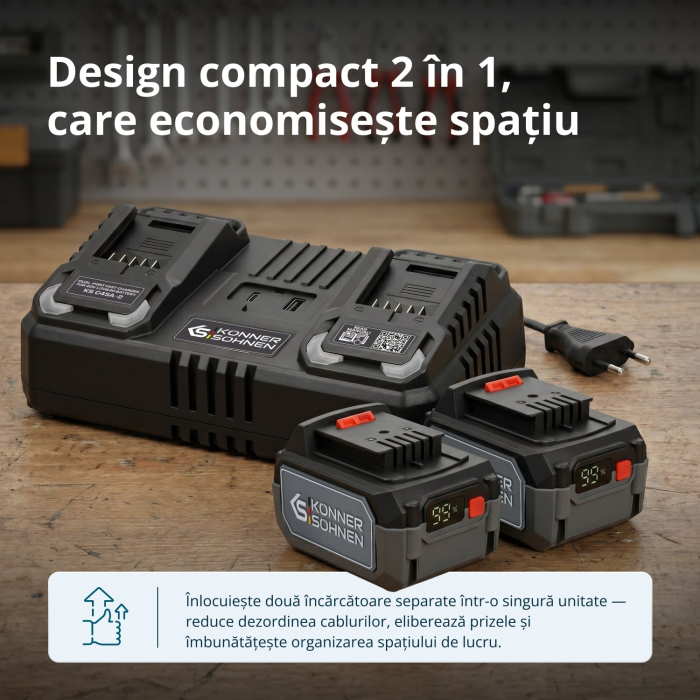 Încărcător dublu pentru baterii reîncărcabile 20V KS C45A-2 [6]
