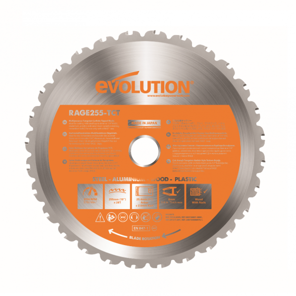 Disc pentru fierastrau circular, taiere multifunctionala Evolution RAGEBLADE255MULTI-1374, O255 x 25.4 mm, 28 dinti casaidea poza 2022