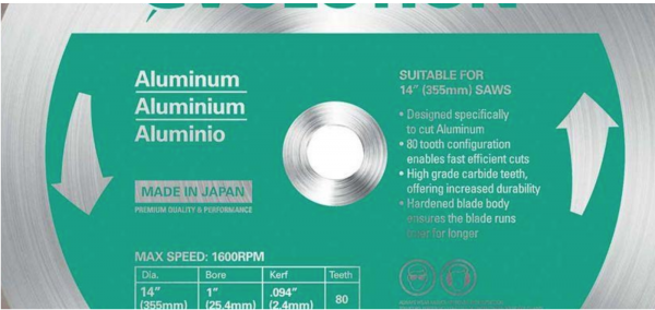 Disc pentru fierastrau circular, taiere aluminiu Evolution 80TBLADE14-0514, Ø355 x 25.4 mm, 80 dinti [2]
