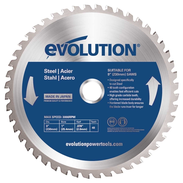 Disc pentru fierastrau circular, taiere otel Evolution EVOBLADE230-0453, O230 x 25.4 mm, 48 dinti 25.4 imagine noua