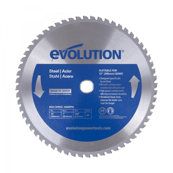 Disc pentru fierastrau circular, taiere otel Evolution EVO60TBLADE12-0491, O305 x 25.4 mm, 60 dinti casaidea.ro