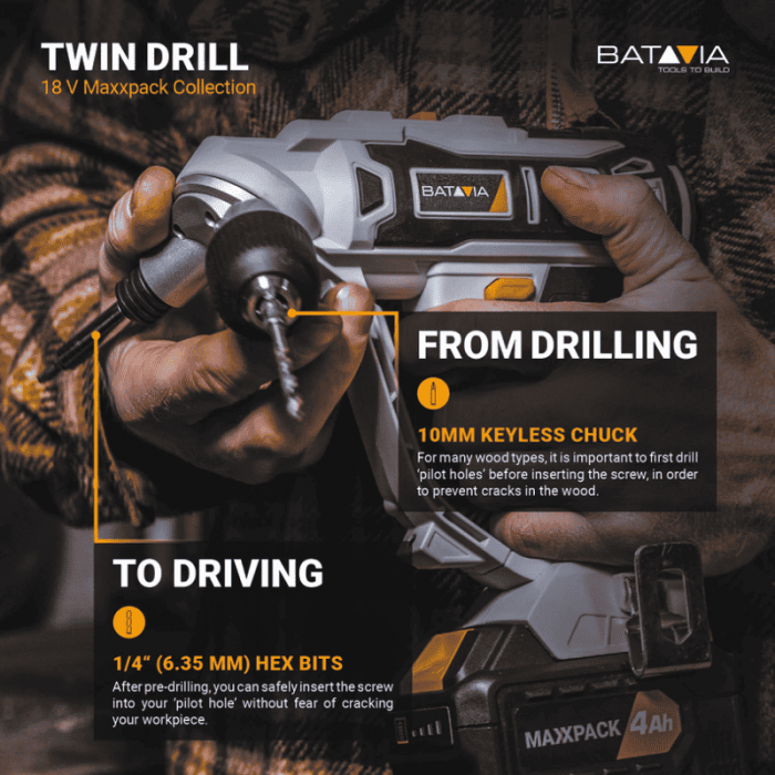 Masina de gaurit si insurubat fara acumulator Maxxpack Twin Batavia 7063778, 18 V, 400 rpm, 26 Nm [5]