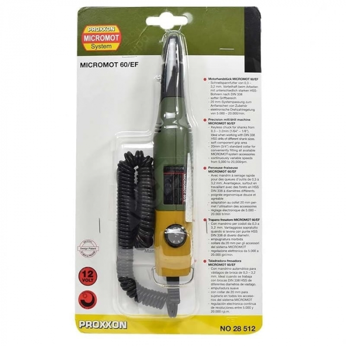 Masina pentru gaurit si frezat Micromot 60/EF Proxxon 28512, 12 V, 20000 rpm [11]