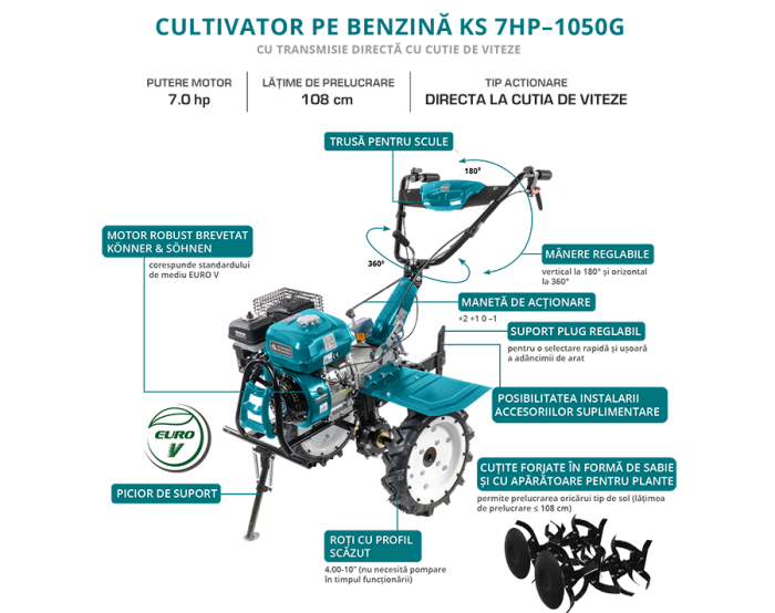 Motocultor pe benzină KS 7HP-1050G [2]