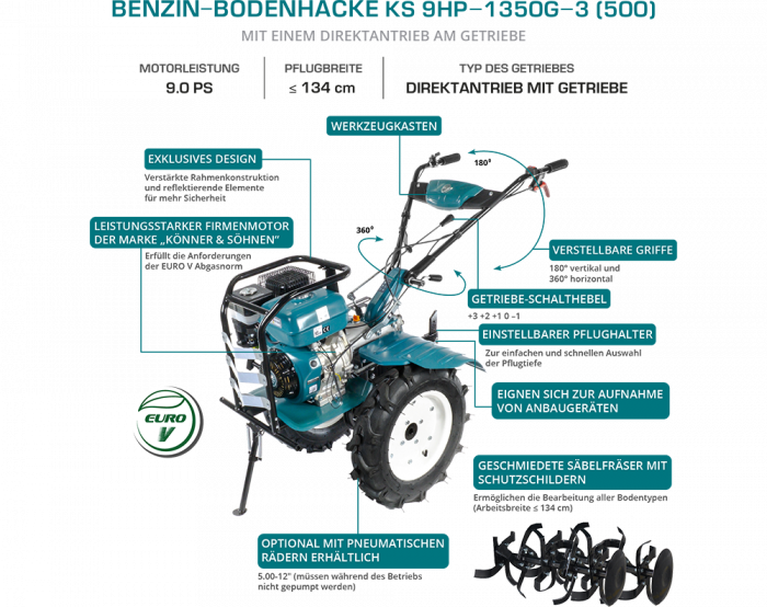Motocultor pe benzină KS 9HP-1350G-3 (500) [2]
