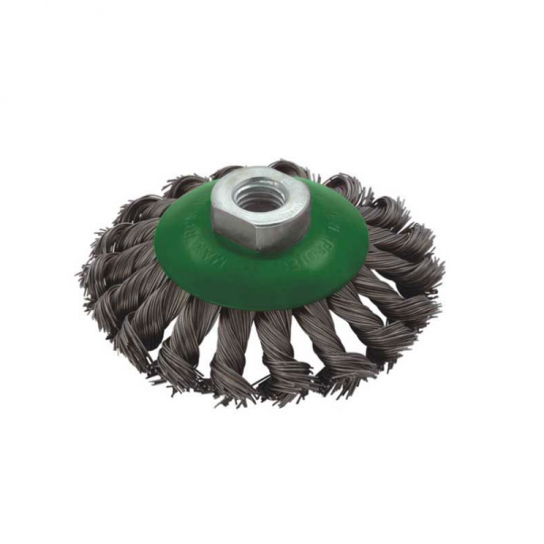Perie de sarma conica cu fir rasucit Troy 27705-100, 100 mm   M14
