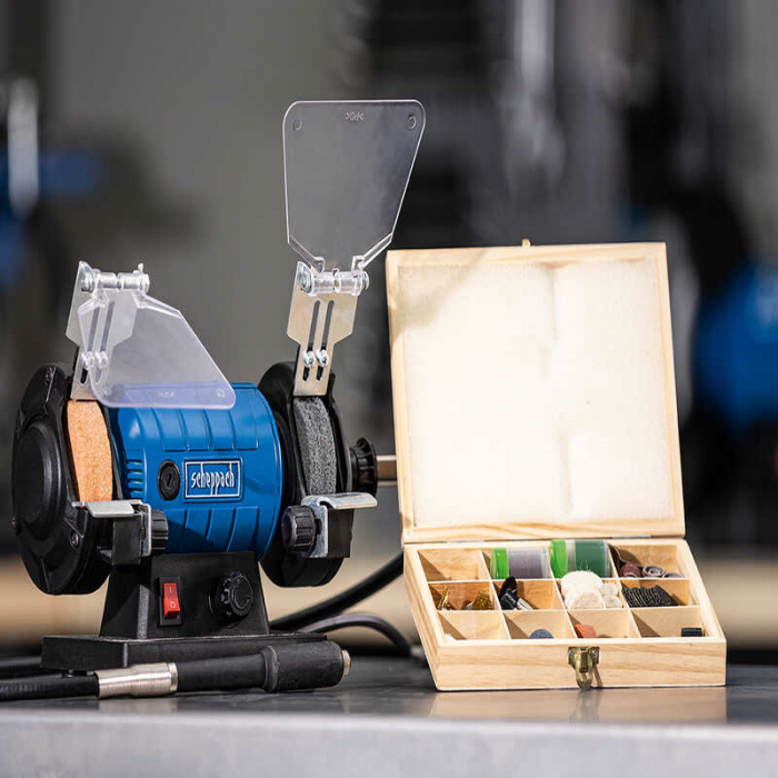 Polizor de banc pentru lustruire HG35 Scheppach 5903112901, 120 W, 11000 rpm + cutie de accesorii [6]