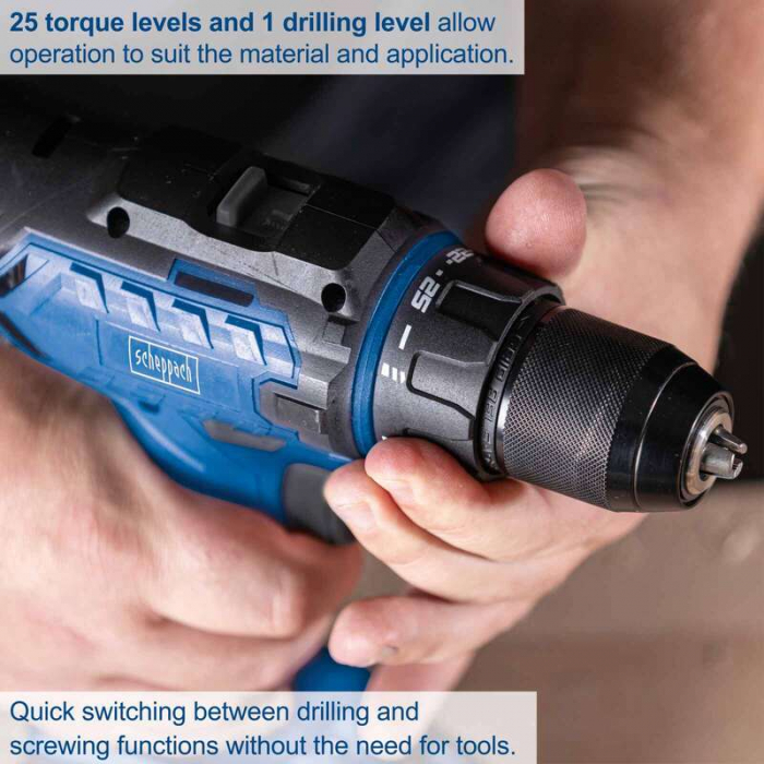 Masina de gaurit si insurubat fara acumulator C-DD45-X Scheppach 5909238900, 20 V, 1500 rpm [6]