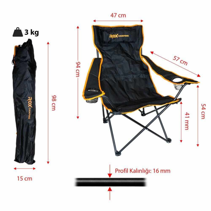 Scaun pliabil pentru camping ROX Wood 153CAMP0315, 820 x 570 x 940 mm [6]