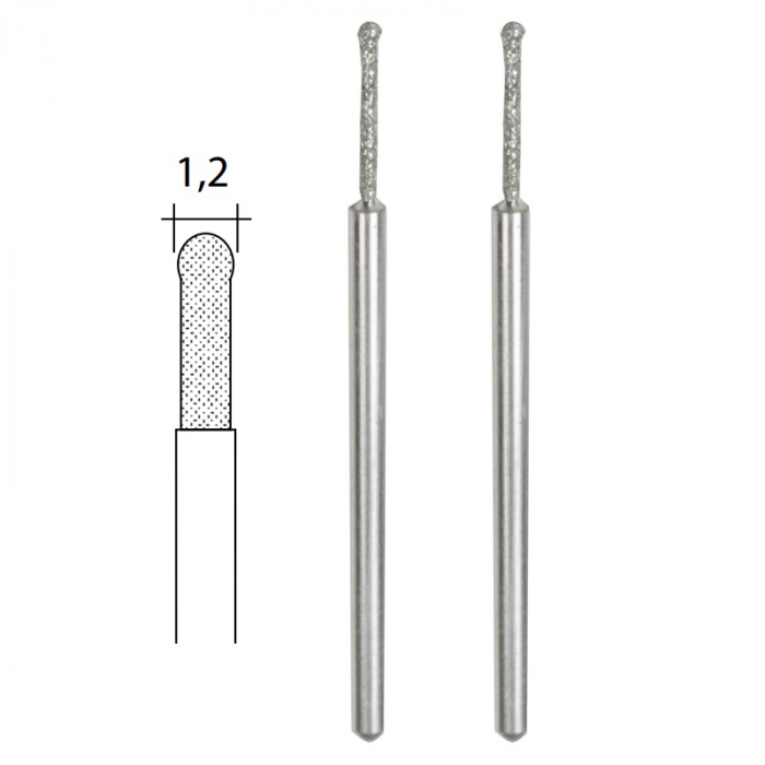 Set biaxuri diamantate cu varf sferic Micromot Proxxon 28230, Ø1.2 mm, 2 bucati [3]
