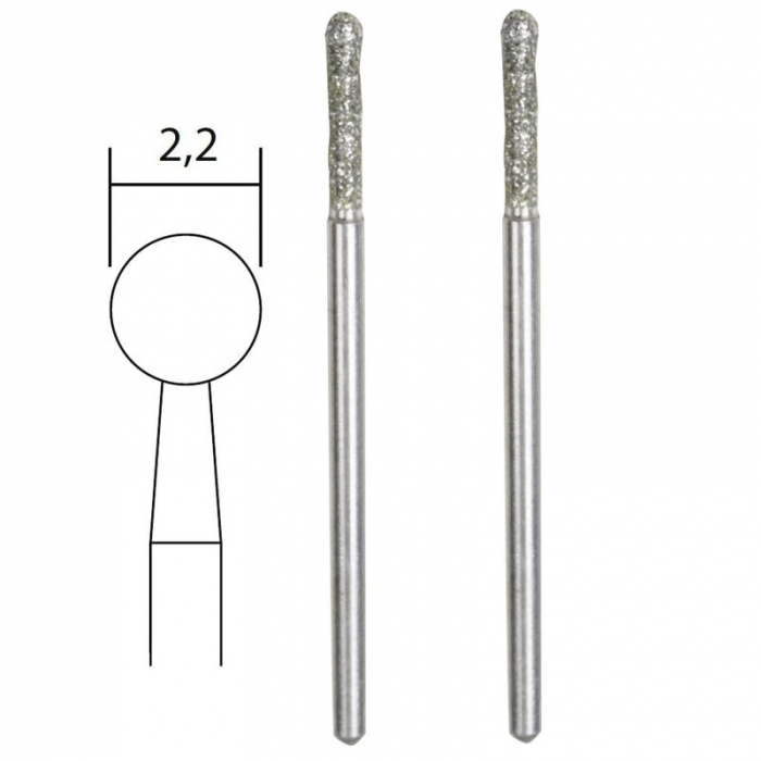 Set biaxuri diamantate cu varf sferic Micromot Proxxon 28232, Ø2.2 mm, 2 bucati [3]