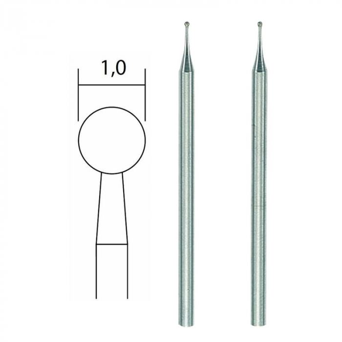 Set biaxuri diamantate de forma sferica Micromot Proxxon 28212, Ø1 mm, 2 bucati [4]