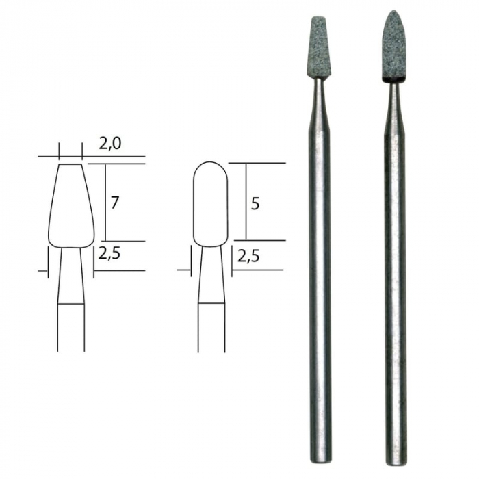 Set biaxuri din carbura de siliciu de forma cilindrica Micromot Proxxon 28270, Ø2.5 mm, 2 piese [4]