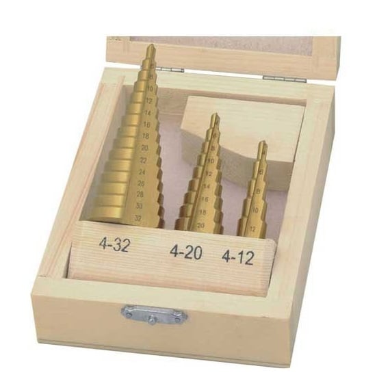 Set burghie conice acoperite cu titan pentru tabla Wert W3500, Ø4-32 mm, 3 piese [1]