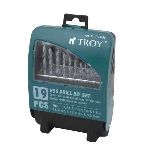 Set burghie HSS pentru metal Troy T35000, Ø1-10 mm, 19 piese [1]