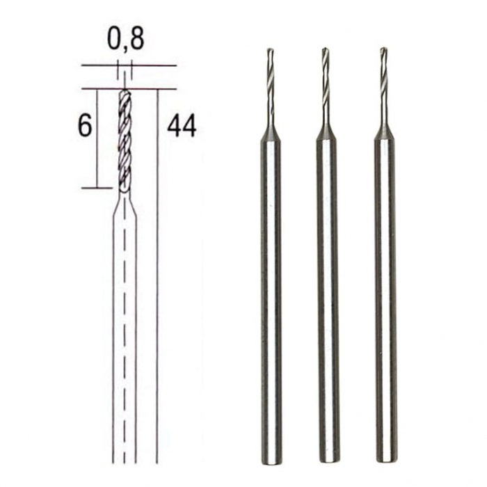 Set burghie HSS pentru metal, plastic si lemn Proxxon 28852, Ø0.8 mm, 3 bucati [5]