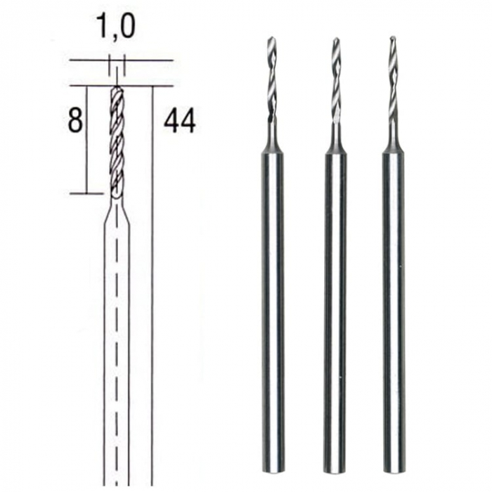 Set burghie HSS pentru metal, plastic si lemn Proxxon 28854, Ø1 mm, 3 bucati [5]