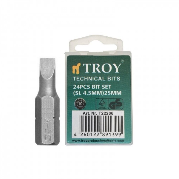 Set de biti drepti Troy T22206, SL4.5, 25 mm, 24 bucati [1]