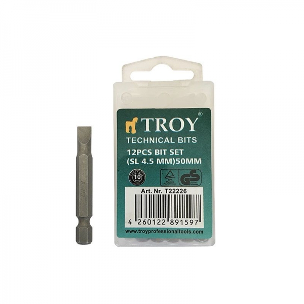 Set de biti drepti Troy T22226, SL4.5, 50 mm, 12 bucati [1]