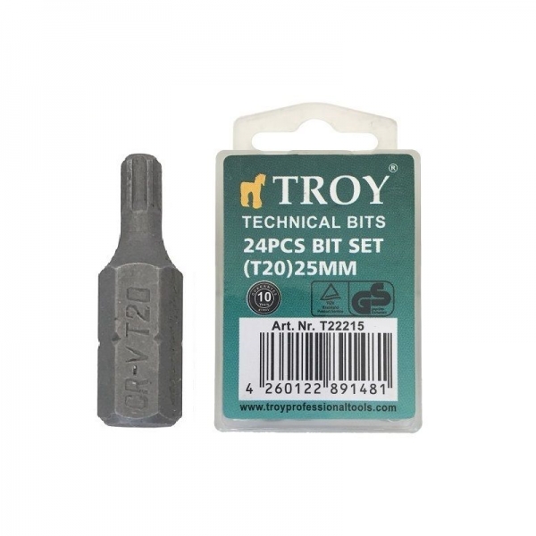 Set de biti torx Troy T22215, T20, 25 mm, 24 bucati [1]