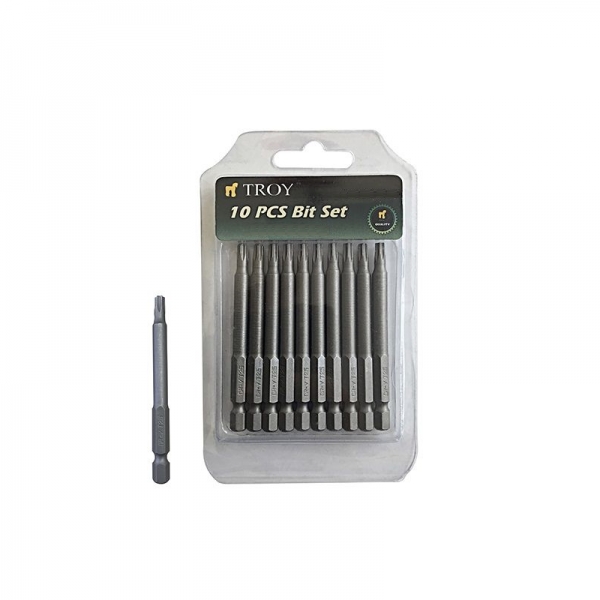 Set de biti torx Cr-V Troy T22247, T25, 150 mm, 10 bucati