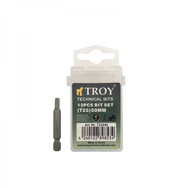 Set de biti torx Cr-V Troy T22245, T25, 50 mm, 10 bucati [1]