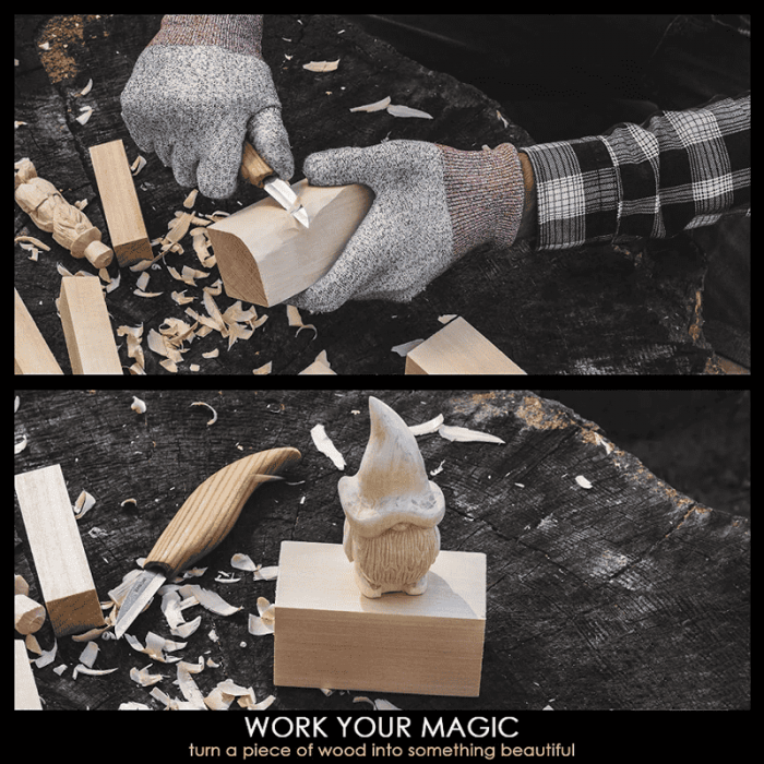 Set de blocuri din lemn pentru sculptura BeaverCraft BW12, 12 piese [4]