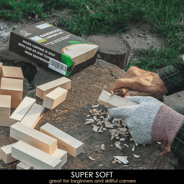 Set de blocuri din lemn pentru sculptura BeaverCraft BW18, 18 piese [4]