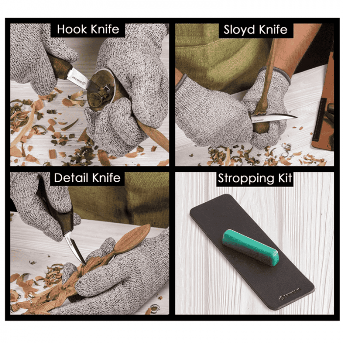 Set de sculptura in lemn BeaverCraft S13X, 5 piese, plus husa din piele [3]