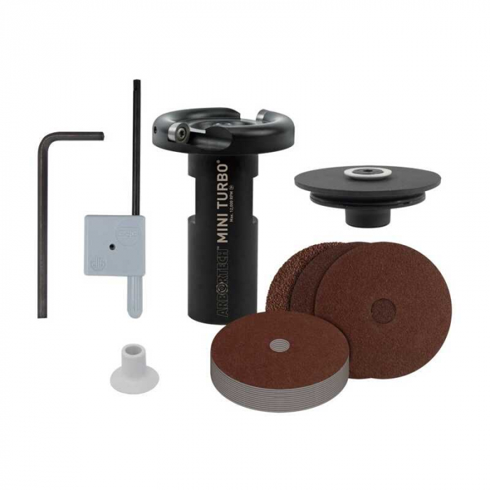 Set disc sculptura in lemn pentru polizor unghiular + accesorii Mini Turbo Arbortech MIN.FG.510.60, 18 piese