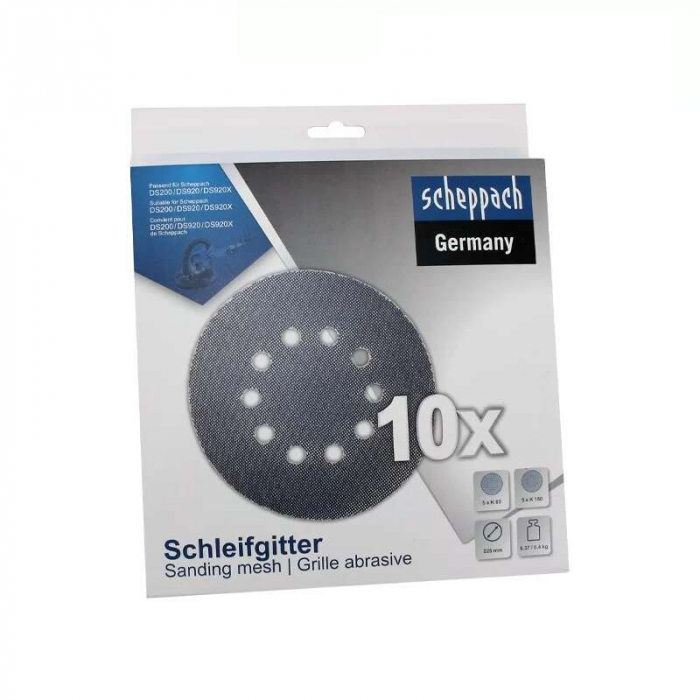 Set discuri abrazive pentru masinile de slefuit Scheppach 7903800709, Ø225 mm, granulatie 80-180, 10 piese [2]