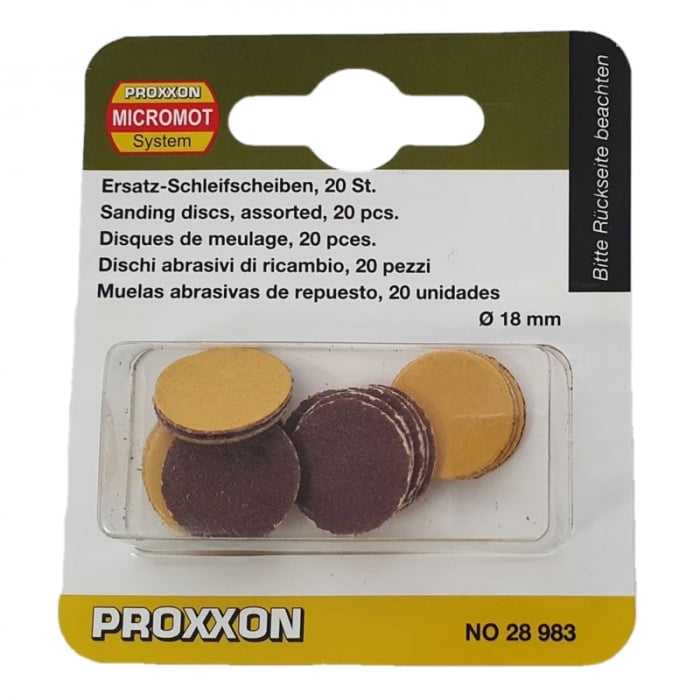 Set discuri de slefuire autoadezive Proxxon 28983, O18 mm, granulatie K120-K150, 20 piese casaidea poza 2022
