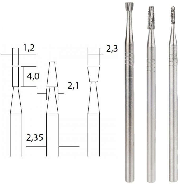 Set freze din carbura de tungsten Micromot Proxxon 28752, Ø1.2-Ø2.3 mm, 3 piese [3]