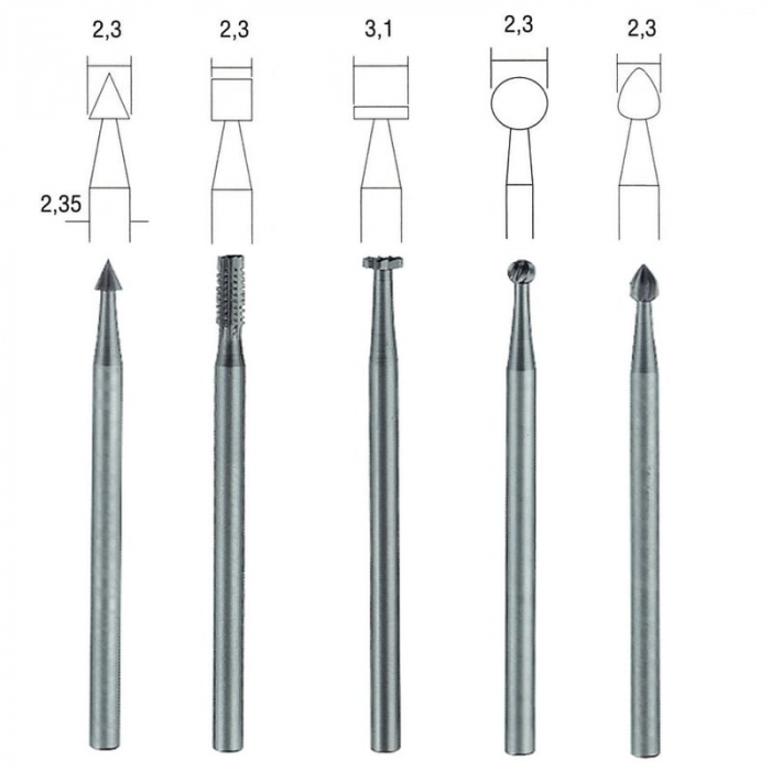 Set freze din otel-wolfram-vanadiu Proxxon 28710, Ø2.35-Ø3.1 mm, 5 piese [4]
