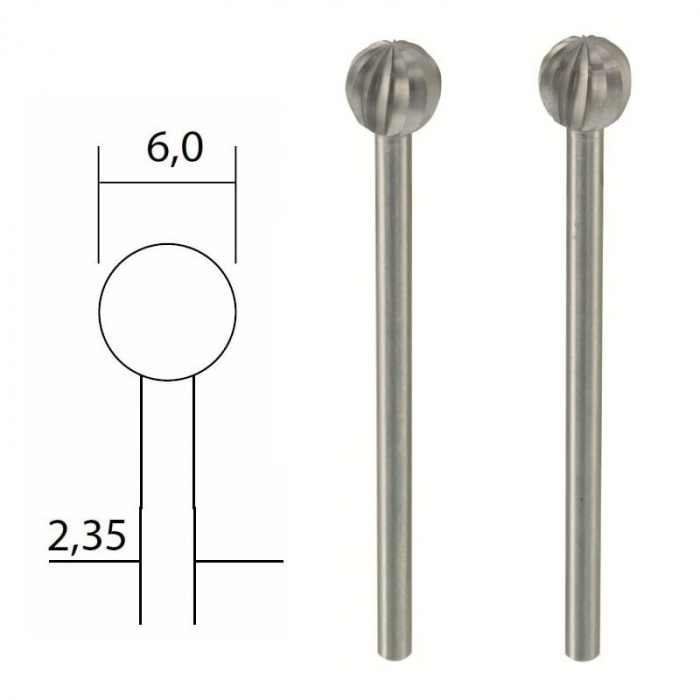 Set freze extradure din otel-wolfram-vanadiu de forma sferica globulara Micromot Proxxon 28725, Ø6 mm, 2 bucati [4]