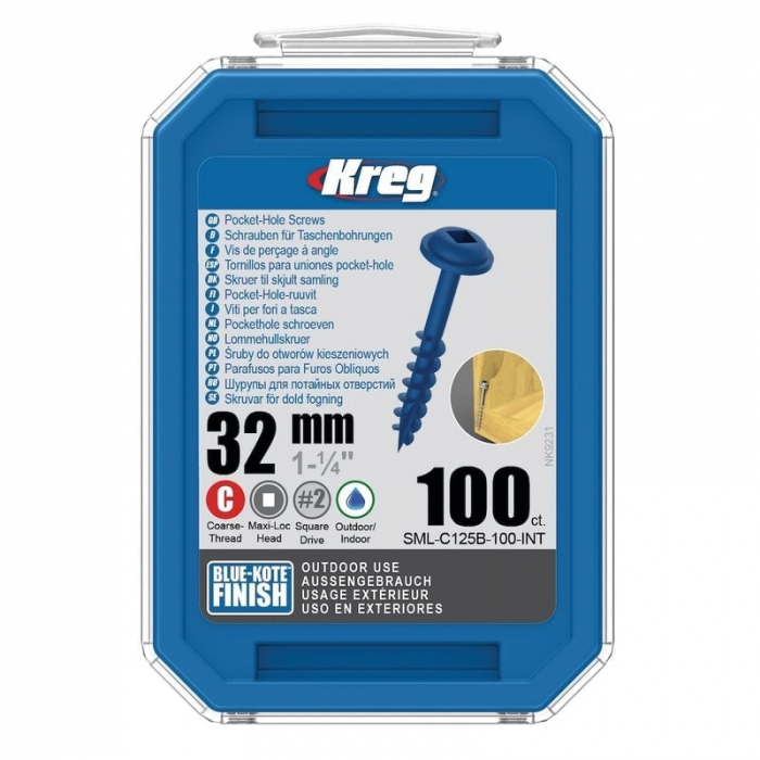 Set holtsuruburi pentru gauri in lemn Kreg SML-C125B-100, O8x32 mm, 100 bucati