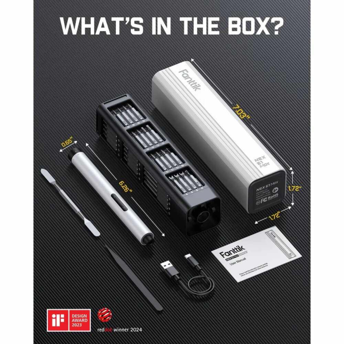 Surubelnita electrica cu acumulator plus biti E1 Max Fanttik NEXE1MAX, 3.7 V, 350 mAh, 53 piese [2]