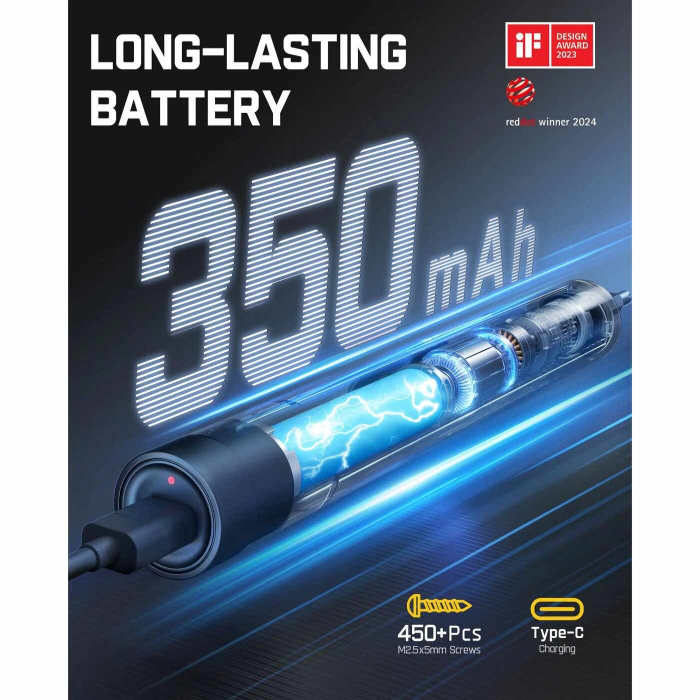 Surubelnita electrica cu acumulator plus biti E1 Max Fanttik NEXE1MAX, 3.7 V, 350 mAh, 53 piese [6]