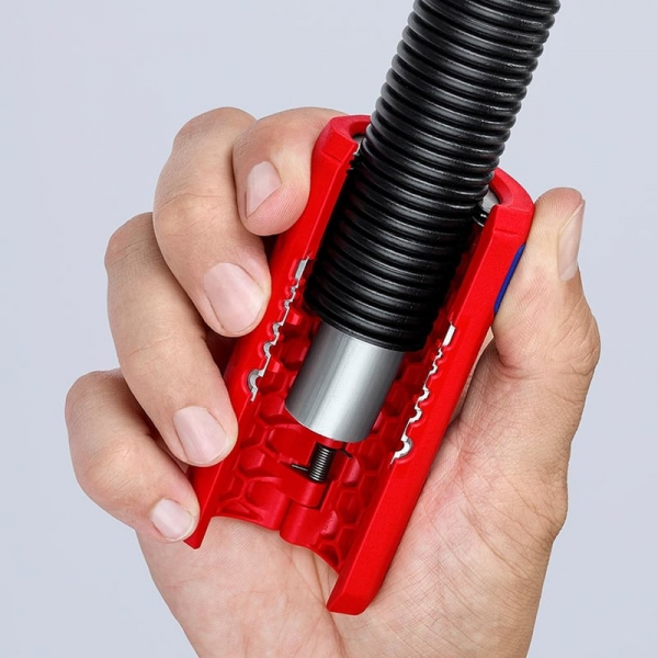 Taietor de teava ondulata si dezizolator Knipex 90 22 02 SB, Ø13-32 mm [5]