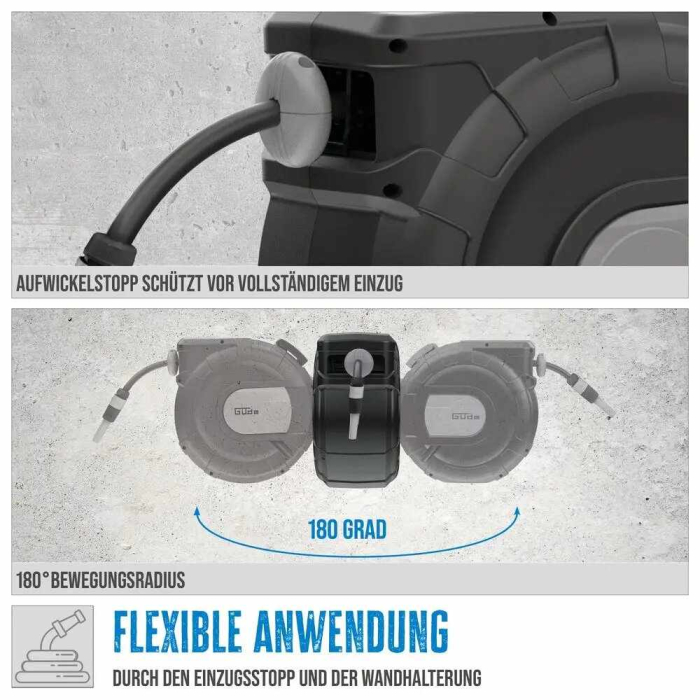Tambur de montat pe perete cu furtun de apa Gude 93921, 20 m [7]